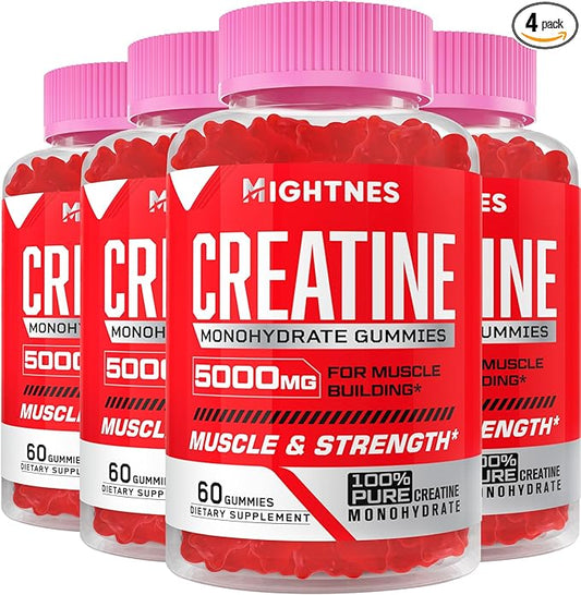 Creatine Monohydrate Gummies for Men & Women - 5000mg Creatine Pre-Workout Gummies with Taurine & Vitamin B6 B12 for Maximum Strength, Muscle, Energy, Endurance & Focus, Organic,Vegan-240 Count