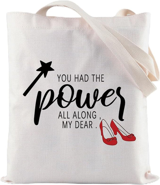 ZJXHPO Inspired Gift TV Show Gift You Had The Power All Along My Dear Makeup Bag Inspirational Canvas Tote Bag (The Power tote bag)