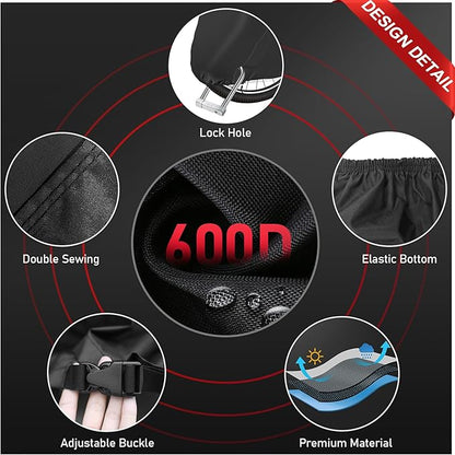Bike Cover for 1 Bike - 600D Bike Covers Outdoor Storage Waterproof & Heavy Duty, Bicycle Cover for Single eBike, Mountain Bike, Road Bike, Hybrid Bike, Beach Cruiser Bike, Scooter and More