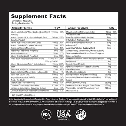 Whole Food Multivitamins for Adults & Seniors - Multivitamins for Women & Men - 2X a Day Adult Vitamins with Vitamin A, C & D3 - Natural & Sugar-Free | 60 Caps [30 Servings]