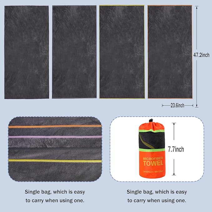 Dofilachy 4 Pack Camping Towel - Quick Dry (4, Orange)