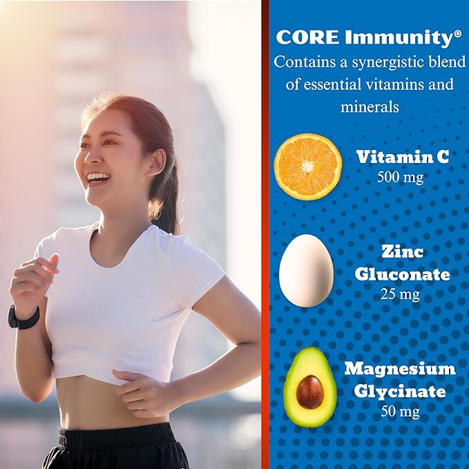 CORE Immunity - Immune Health Supplement - Daily Immune Booster & Multivitamin - Quercetin & Bromelain - Antioxidant & Free Radical Protection - 120 ct.