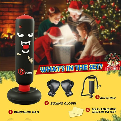 Children's Boxing Bag Set: Inflatable Sandbag + Gloves + Air Pump. It's Fun and Safe, relieves Stress, Serves as a Sports Toy and an Outlet for Kids Aged 3-12, and is an Excellent Gift Choice.
