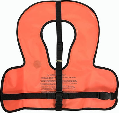 Scuba Choice Kids Snorkel Vest with Front Pocket & Whistle, Orange – Adjustable, Lightweight, Inflatable Vests for Kids Up to 100lbs, Easy Oral Inflator, Removable Strap, Portable Water Safety Gear