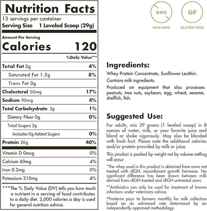 Solgar Grass Fed Whey to Go Protein Powder Unflavored, 11.2 oz - 20g of Grass-Fed Protein from New Zealand Cows - Great Tasting & Mixes Easily - Supports Strength & Recovery - Non-GMO, 13 Servings
