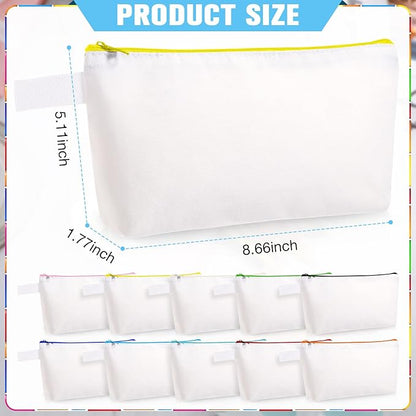 Saintrygo 30 Pieces Makeup Canvas Bags in Bulk, Travel Cosmetic Blank DIY Bags Craft Pouch Makeup Canvas Zipper Pouch for Women(8.66 x 5.11 x 1.77 Inches)