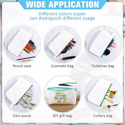 Saintrygo 30 Pieces Makeup Canvas Bags in Bulk, Travel Cosmetic Blank DIY Bags Craft Pouch Makeup Canvas Zipper Pouch for Women(8.66 x 5.11 x 1.77 Inches)