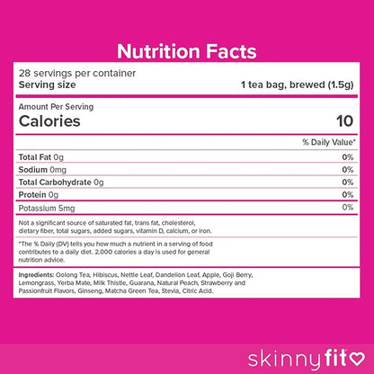 SkinnyFit Detox Tea: All-Natural, Laxative-Free, Supports A Healthy Weight, Helps Reduce Bloating, Natural Energy, Supports Immune System, Vegan, 28 Servings