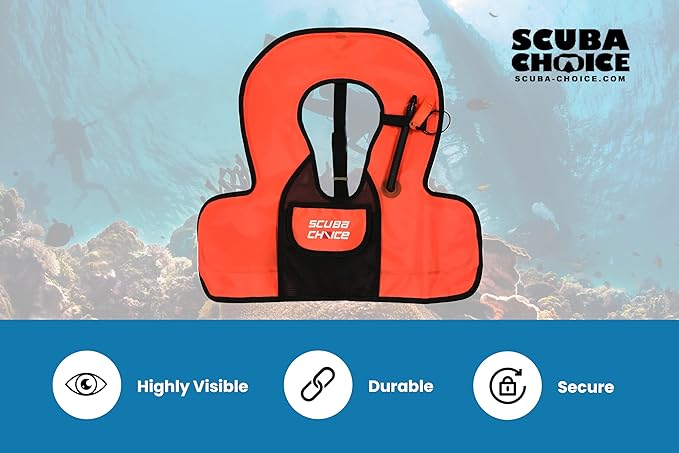 Scuba Choice Kids Snorkel Vest with Front Pocket & Whistle, Orange – Adjustable, Lightweight, Inflatable Vests for Kids Up to 100lbs, Easy Oral Inflator, Removable Strap, Portable Water Safety Gear