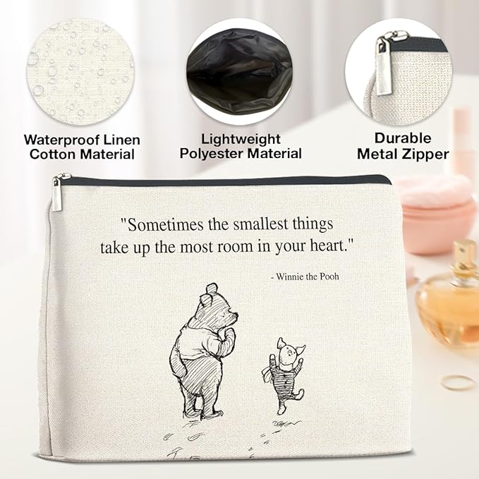 YeleY Pooh Bear Gifts for Women Girls, Classic Makeup Bag for Women Girls Friends, Inspirational Pooh Bear Cosmetic Bag Makeup Zipper Pouch