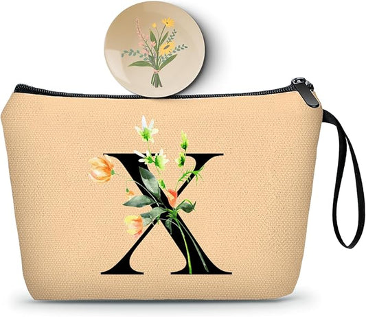 SEAMOON Happy Birthday Friendship Bridesmaid Team Gifts for Employees Women Mom Aunt Daughter Teenage Girl Personalized Make up Cosmetic Bag Travel with Mirror Mothers Day Christmas Graduation X