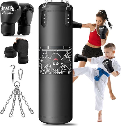 Punching Bag for Kids, 2.7FT Hanging Boxing Bag with Boxing Gloves, Kids Boxing Set Kickboxing Bag for Youth Boxing Karate Muay Thai Kick Taekwondo Training