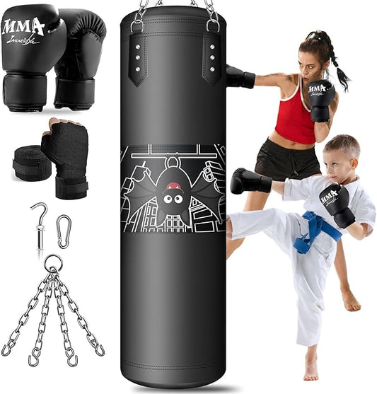 Punching Bag for Kids, 2.7FT Hanging Boxing Bag with Boxing Gloves, Kids Boxing Set Kickboxing Bag for Youth Boxing Karate Muay Thai Kick Taekwondo Training