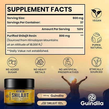 800mg Shilajit Supplement - Shilajit Pure Himalayan Organic Shilajit Resin with Maximum Potency, Original from Himalayan with 85+ Trace Minerals & Fulvic Acid for Focus & Energy, Immunity, 4 Packs