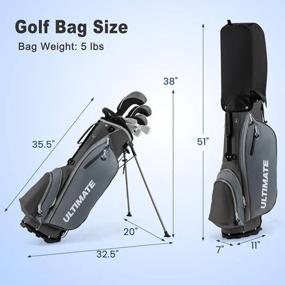 Tangkula 9/10 Pieces Men's Complete Golf Clubs Set Right Hand, Includes 460cc Alloy #1 Driver & #3 Fairway Wood & #4 Hybrid & #6/#7/#8/#9/#P Irons & Putter, Golf Club Set