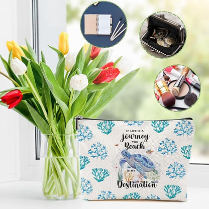 Sea Turtle Makeup Bag Turtle Gifts Cosmetic Bag Sea Turtle Gifts for Women Girls Friend Niece Daughter Sea Turtle Decor Travel Organizer Zipper Pouch Graduation Birthday Friendship Gifts