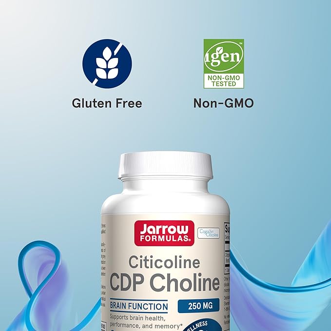 Jarrow Formulas Citicoline CDP Choline 250 MG, CDP Choline Supplement Supports Brain Health, Performance and Memory, 120 Capsules, Up to a 120 Day Supply, Pack of 12