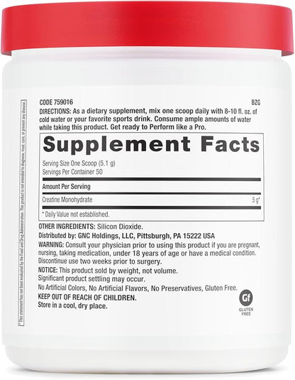 GNC Pro Performance Creatine Monohydrate Powder | Science-Backed | Improves Muscle Building, Strength and Athletic Performance | Banned Substance Free | 50 Servings