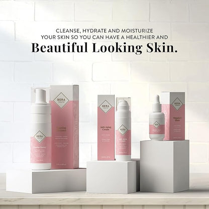 L'eudine Face Care System: Foaming Facial Cleanser, Anti-Aging Cream & Vitamin C Serum - 3 Product Bundle to Reduce Wrinkles, Hydrate & Tone Skin, 100% Natural Ingredients