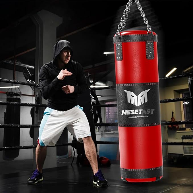 Punching Bag for Adults, 4ft Heavy Boxing Bag Set with 12 OZ Gloves for MMA Karate Kickboxing Boxing - Unfilled