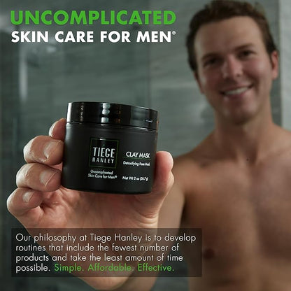 Tiege Hanley Mens Detoxifying Facial Clay Mask, 2 Oz (2-Pack) - Deep Pore Cleansing Charcoal Face Mask with Natural Kaolin Clay Absorbs Excess Oil & Reduces Appearance Pores - Skin Care for Men