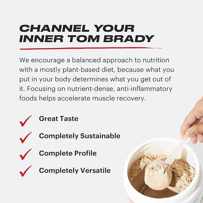 TB12 Plant Based Protein Powder by Tom Brady, 24g of Vegan Pea Protein, Low Sugar, Low Carb, Non-GMO, Meal Replacement, Keto Friendly, Paleo, Sugar Free, Cookies and Cream Flavor (30 Servings)