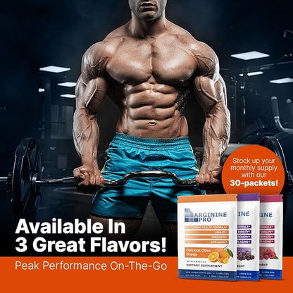 L-ARGININE PRO | L-arginine Supplement Powder | 5,500mg of L-arginine Plus 1,100mg L-Citrulline (Orange, 3 Jars)