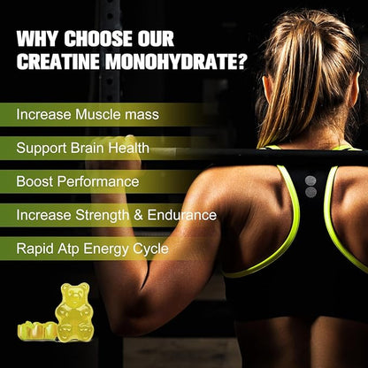 Creatine Monohydrate Gummy Gifts for Men Women, Multiple Creatine Supplement with 200mg Ashwagandha & Magnesium & Zinc for Muscle Builder & Strength, Energy, Pre Workout,Gym Accessories