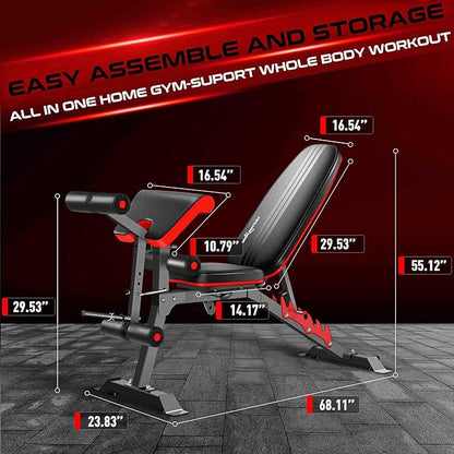 BODYRHYTHM Multifunctional Weight Bench with Leg Extension and