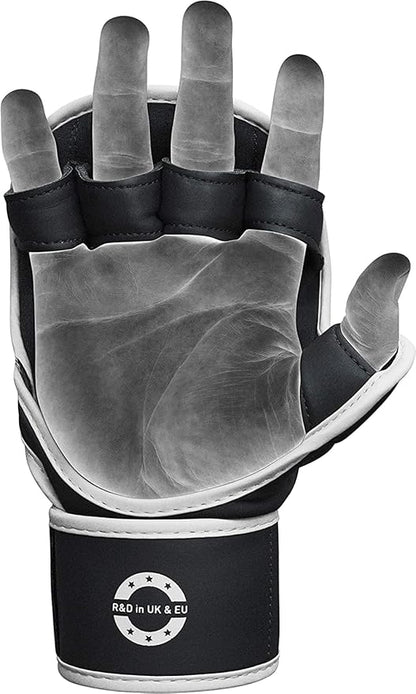 RDX MMA Gloves Sparring Grappling, Hybrid Open Palm Martial Arts Mitts Men Women, Maya Hide Leather Wrist Support, Cage Fighting Combat Sports Boxing Glove Training, Muay Thai, Punching Bag Kickboxing