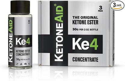 KetoneAid KE4 Pro Ketone Ester Drink | Not a Ketone Salt, No Sugar, No Caffeine | Exogenous D-BHB Ester | 12 Serving Per Bottle (3 Count)