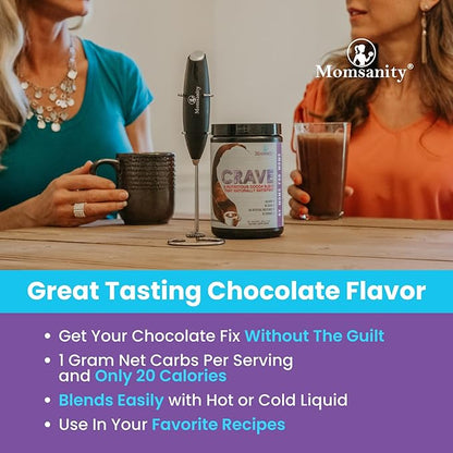 Crave Low Calorie, Low Carb Chocolate Powder to Satisfy Cravings Naturally + Delicious Recipe Guide PDF | 30 Servings