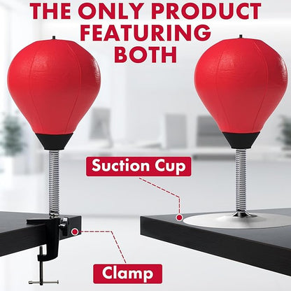 GLACIAL Stress Relief Desktop Punching Bag I Comes with Desk Clamp and Extra Strong Suction Cup