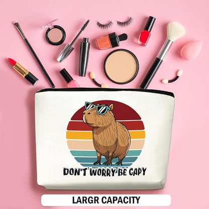 Funny Capybara Makeup Bag, Capybara Gifts for Women, Capybara Lovers Cosmetic Bag Travel Organizer Bags Makeup Pouch, Capybara Stuff Animal Lovers Gifts for Girls Friend Christmas birthday Gifts