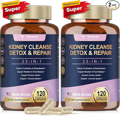 2 Packs Kidney Cleanse Detox & Repair Capsules, Chanca Piedra & Cranberry Pills for Kidney Support Supplement Extra Strength with Kidney Stones Dissolver, Urinary Tract Health for Woman