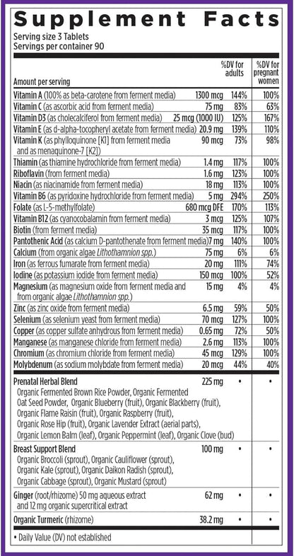 New Chapter Advanced Perfect Prenatal Vitamins, 270ct, Made with Organic, Non-GMO Ingredients for Healthy Baby & Mom - Folate (Methylfolate), Whole-Food Fermented Iron, Vitamin D3 + Ginger