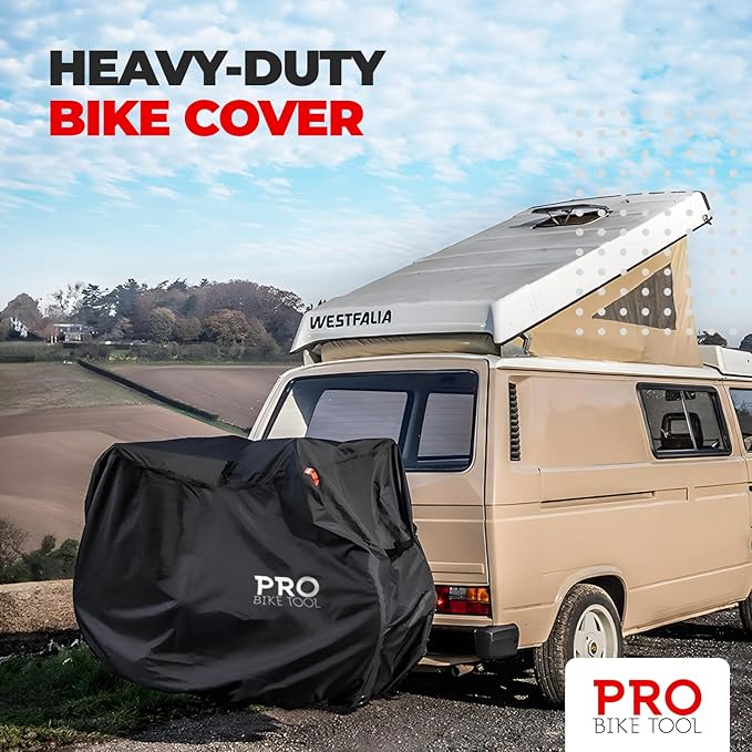 Pro Bike Cover for Outdoor Bicycle Storage - Heavy Duty Ripstop Material, Waterproof & Anti-UV (Travel - Large for 1 Bike)