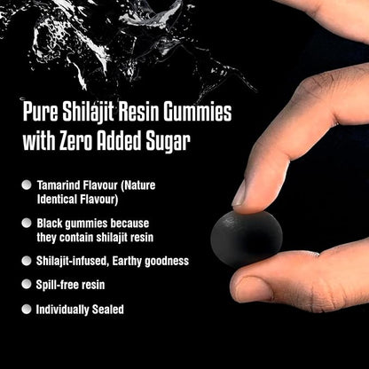 Pure Himalayan Shilajit Gummies - High Potency Gold Grade, 100% Shilajit, 75%+ Fulvic Acid for Energy Boost & Immune Support, Travel-Friendly, Tamarind Flavor - 60 Gummies