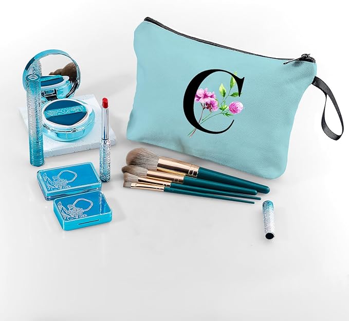 SEAMOON Birthday Thank You Appreciation Monogrammed Gifts for Mom Aunt Teacher Sister Friend Coworkers Bride Bridesmaid Makeup Cosmetic Bag with Mirror Mothers Day Christmas Graduation C
