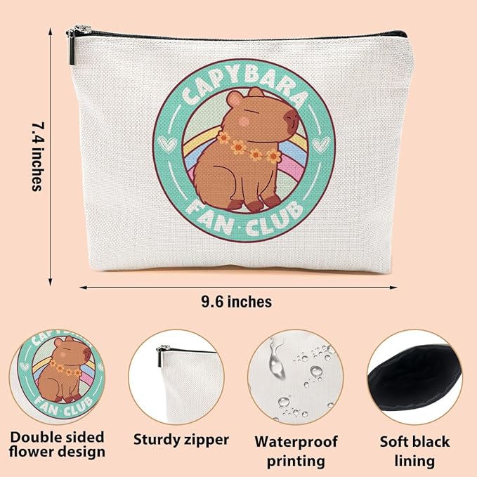 Cute Capybara Makeup Bag, Capybara Gifts for Women, Capybara Lovers Cosmetic Bag Travel Organizer Bags Makeup Pouch, Capybara Stuff Animal Lovers Gifts for Girls Friend Christmas birthday Gifts