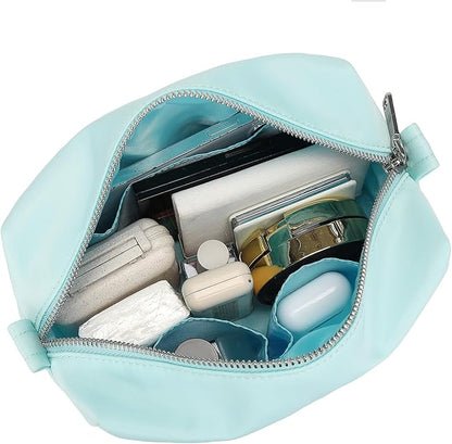 Organizer Bag Lightweight Cosmetic Bag with Ring Clasp Perfect Travel Makeup Bag for Women nylon Stand Up Design (Mint Green/Nylon)