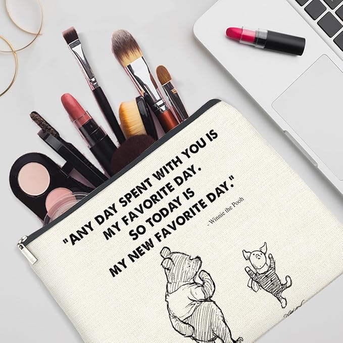 YeleY Pooh Bear Gifts for Women Girls, Inspirational Gifts Friendship Gift for Girls Women Friends, Classic Pooh Bear Makeup Bag Pooh Bear Cosmetic Bag