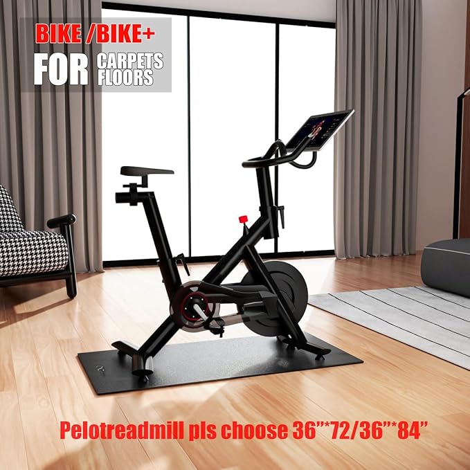 Bike Mat Compatible with Peloton Bike Elliptical Treadmill Mat 6mm Thick,