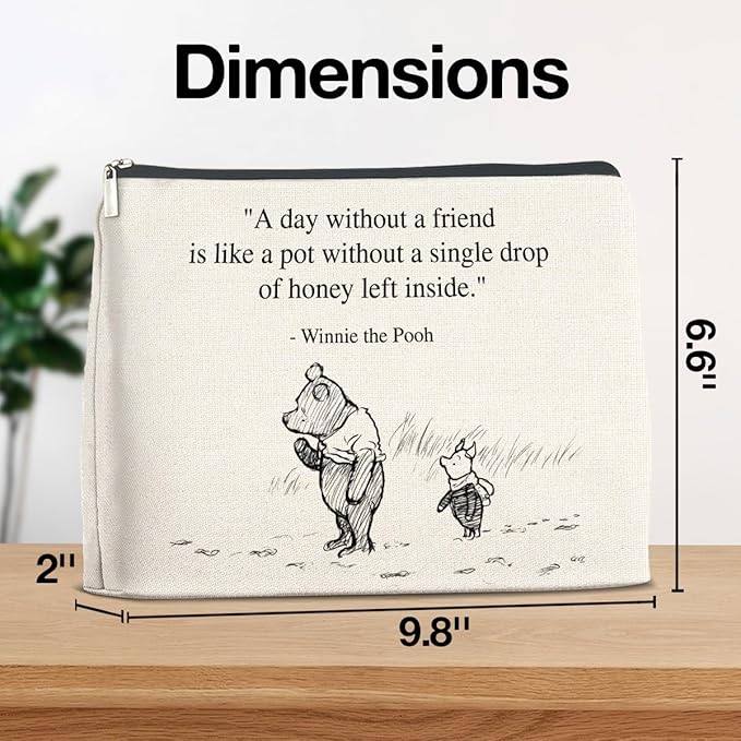 YeleY Winnie the Pooh Classic Cosmetic Bag - Friendship Gift for Best Friends, Girls & Women