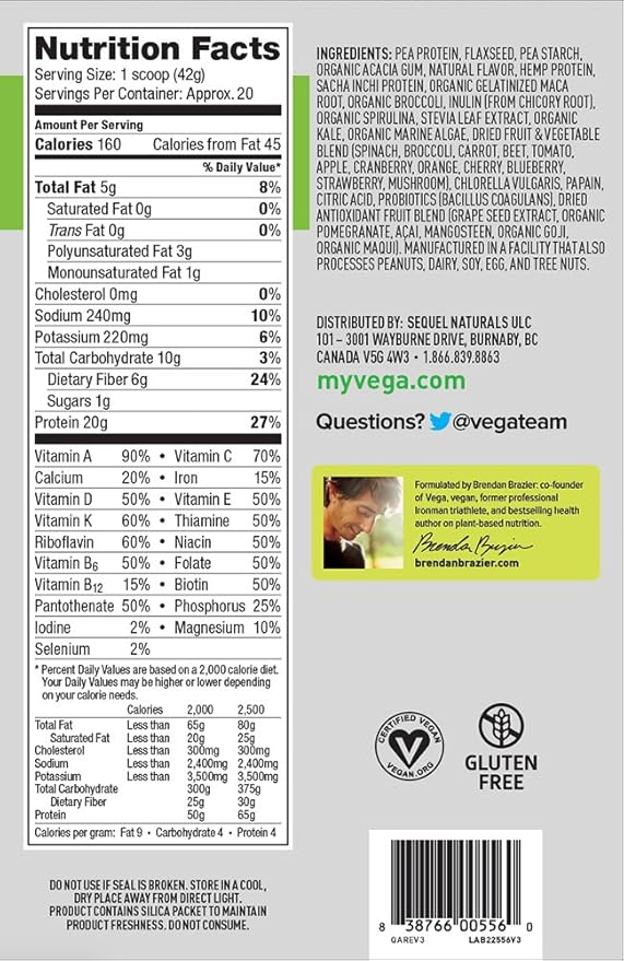 Vega One All-In-One Nutrition Shake Coconut Almond (20 servings) - Plant Based Vegan Protein Powder, Non Dairy, Gluten Free, Non GMO, 29.4 Ounce (Pack of 1)