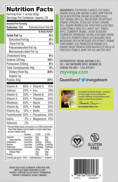 Vega One All-In-One Nutrition Shake Coconut Almond (20 servings) - Plant Based Vegan Protein Powder, Non Dairy, Gluten Free, Non GMO, 29.4 Ounce (Pack of 1)