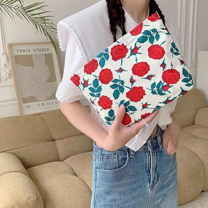 Cosmetic Bags for Women Makeup Bag Large Capacity Purse Travel Toiletry Zipper Storage Pouch Make up Brushes Organizer for Gifts (Red, Rose)