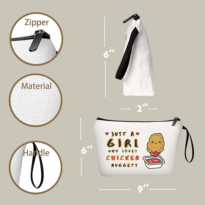 Chicken Nugget Gifts,Foodie Gifts,Funny Food Gifts,Friend Gift,Gift for Sisters from Sister,Makeup Bag for Women,Cute Gifts for Friend,Quirky Gifts,Fun Gifts for Women,Christmas Gifts for Daughter