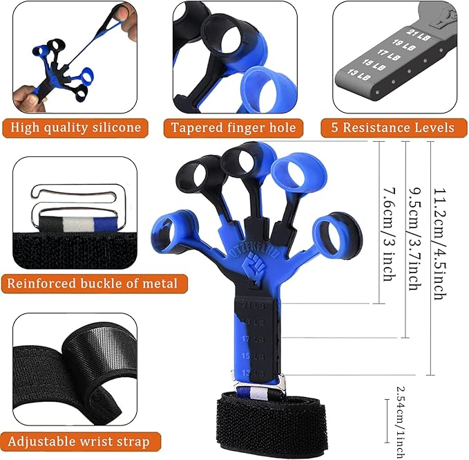 Grip Strength Trainer with Forearm Strengthener Recover(5 PCS)