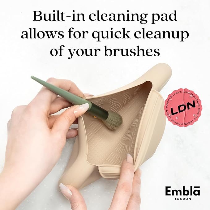 Embla Makeup Brush Holder Travel Cosmetic Case Pouch, Soft Silicone Cosmetic Bag Make Up Brushes Holder with Secure Snap Closure, Travel Makeup Brush Case, Black
